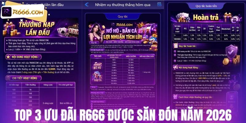 Top 3 ưu đãi R666 nổi bật được săn đón năm 2026
