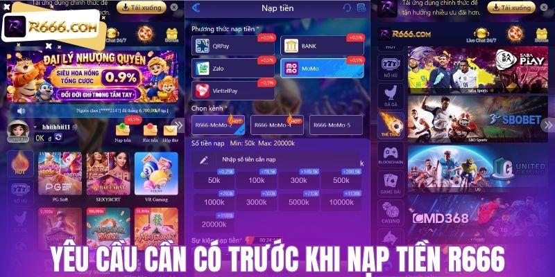 Yêu cầu cần có trước khi nạp tiền R666